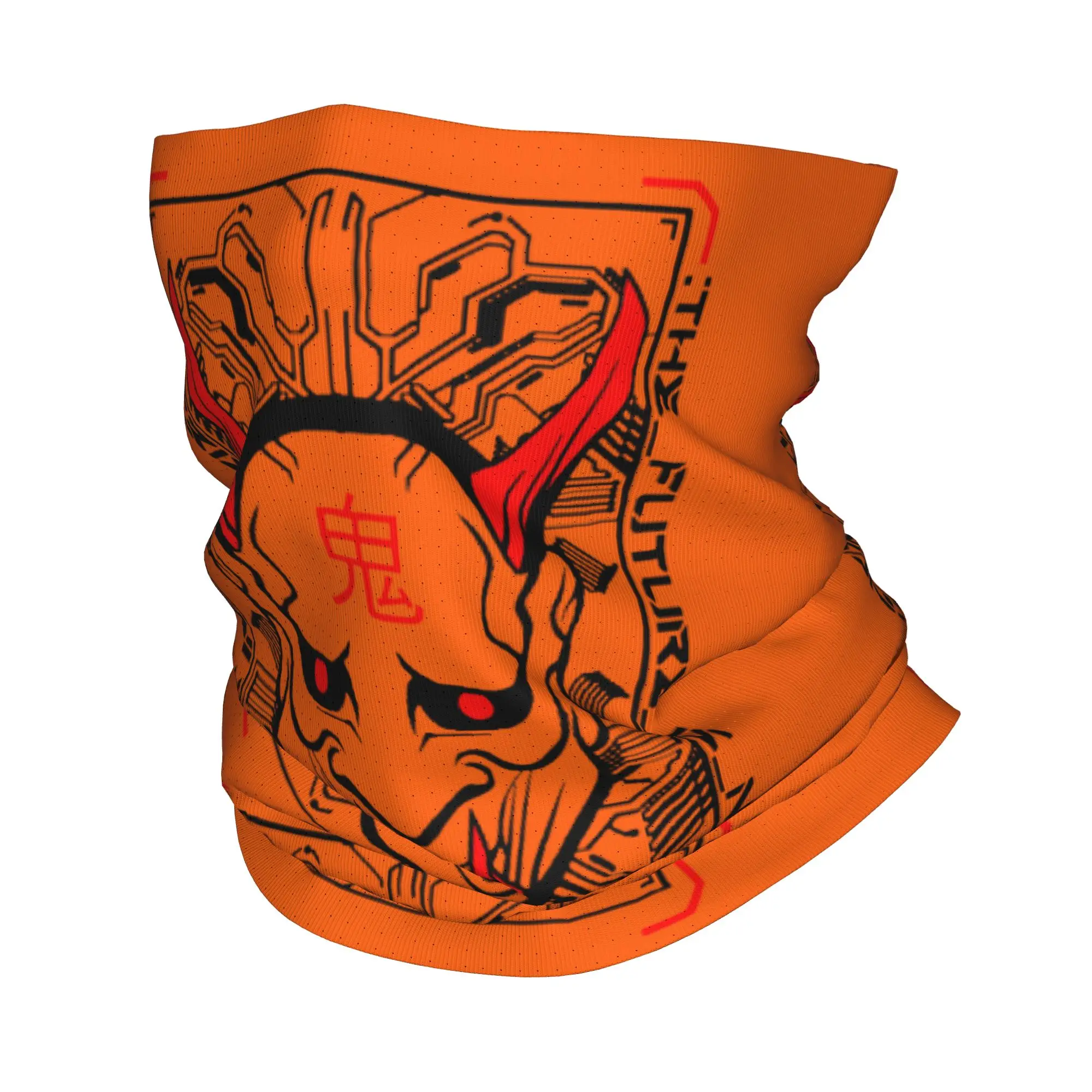 Custom The Future Japanese Oni Samurai Techwear Neck Gaiter Women Men Windproof Winter  Bandana Scarf for Cycling