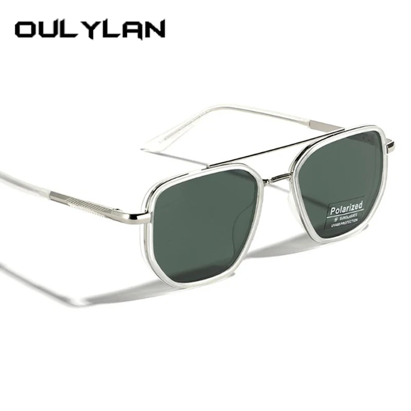 

Oulylan Fashion Driver Polarized Sunglasses For Men TR90 Metal Square Sun Glasses Women Retro Double Beam Pilot Sunwear Unisex