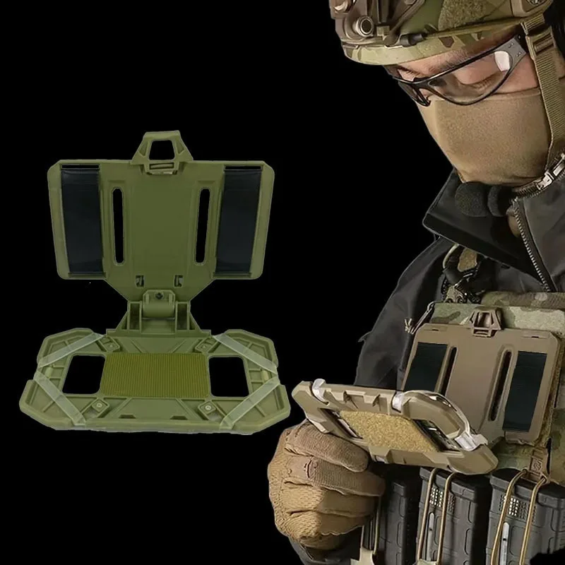 1Pc Foldable Tactical  Phone Navigation Plate Universal Chest Mount Cell Phone Carrier Holder for Tactical Vest Outdoor Wargame