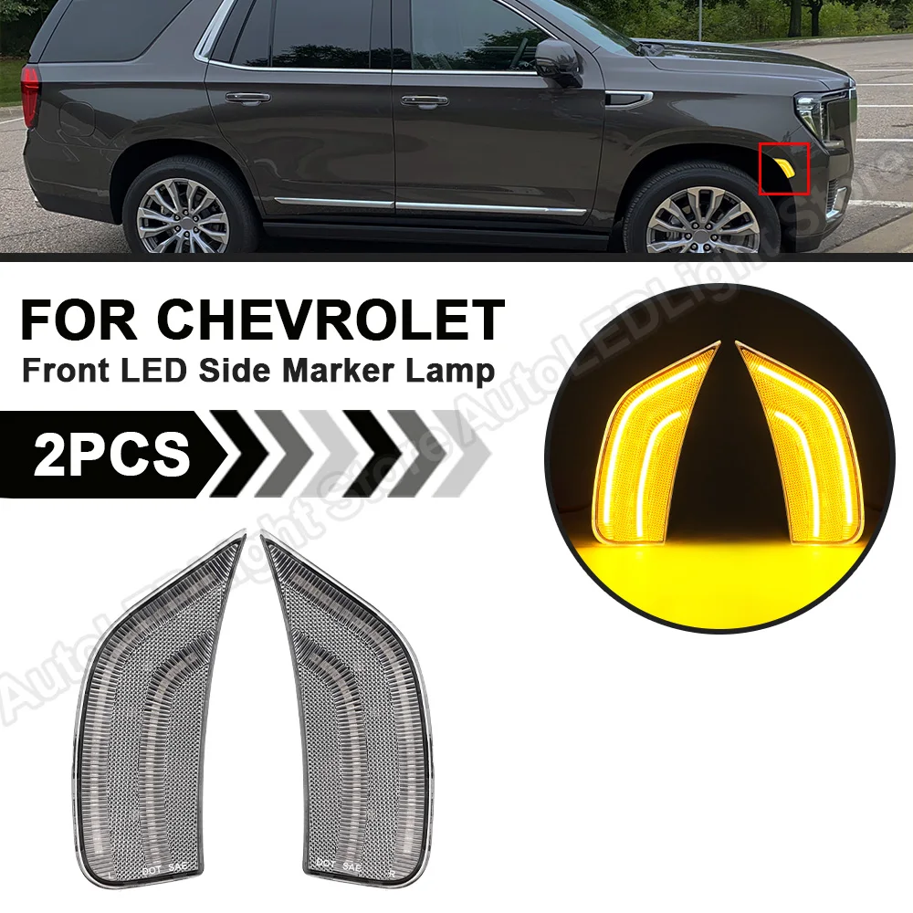 For Chevrolet Tahoe Suburban For Cadillac Escalade ESV For GMC Yukon Fender Flare Lamps 2PCS Front Bumper LED Side Marker Lights