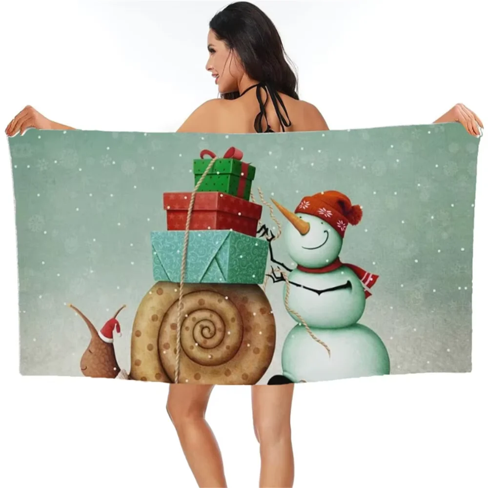 Merry Christmas Colorful Beach Towels Printed Bath Towels Beach Towel Gifts for Girls and Boys Holidays