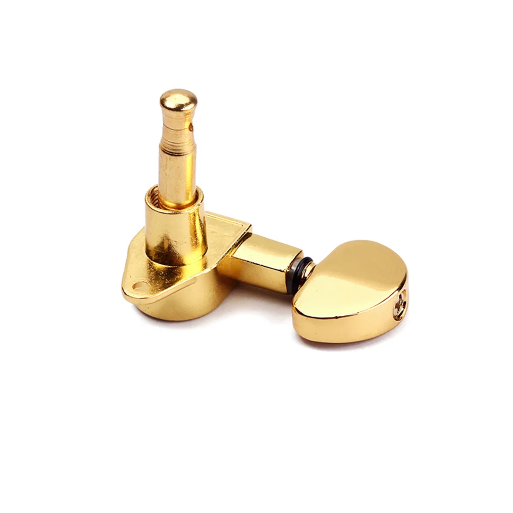

6 Golden Metal Guitar Tuning Pegs Half Moon Style Machine Heads for Electric Acoustic String Instruments Universal Fit