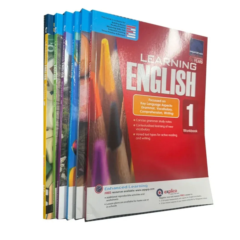 SAP English workbook for grades 1-6, complete set of 6 Singapore primary school textbooks, synchronized training exercise set