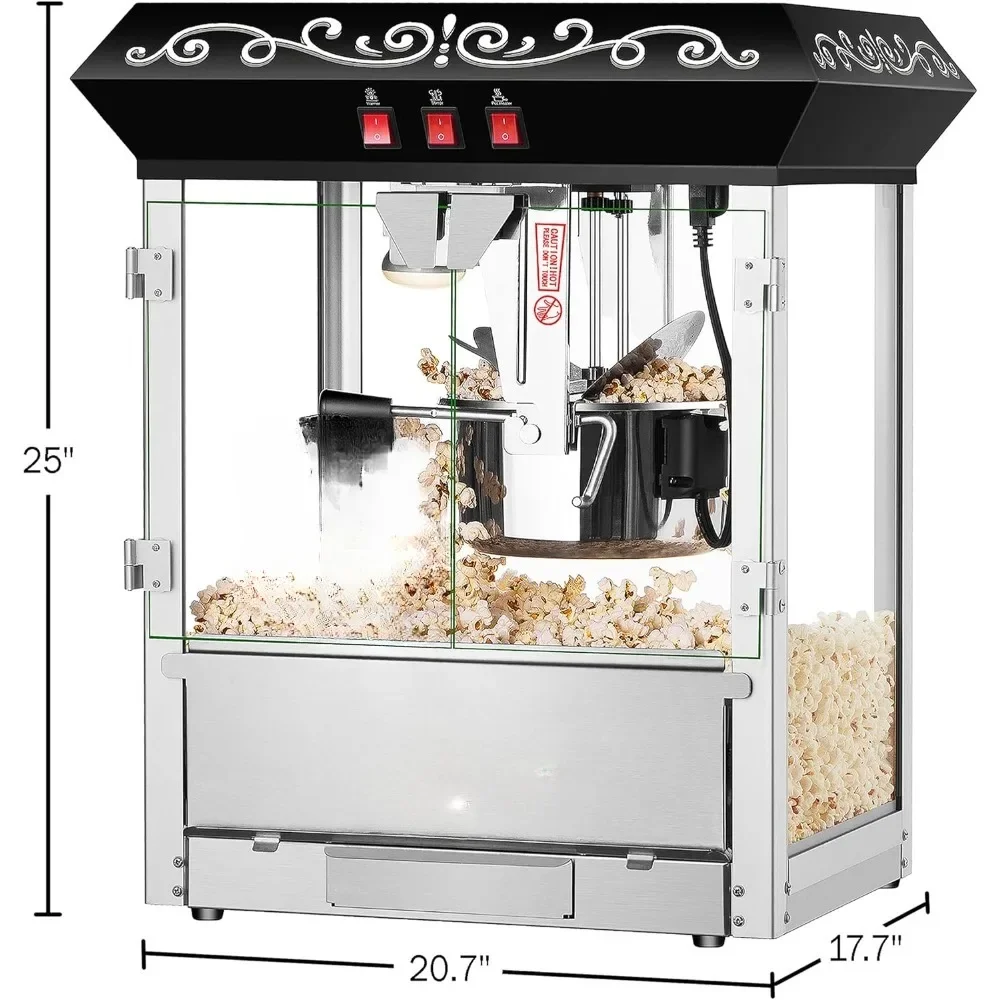 10oz Popcorn Machine, Countertop Style Popcorn Machine,  3 Control Switches & Built-in Warmer Light, Popcorn Makers