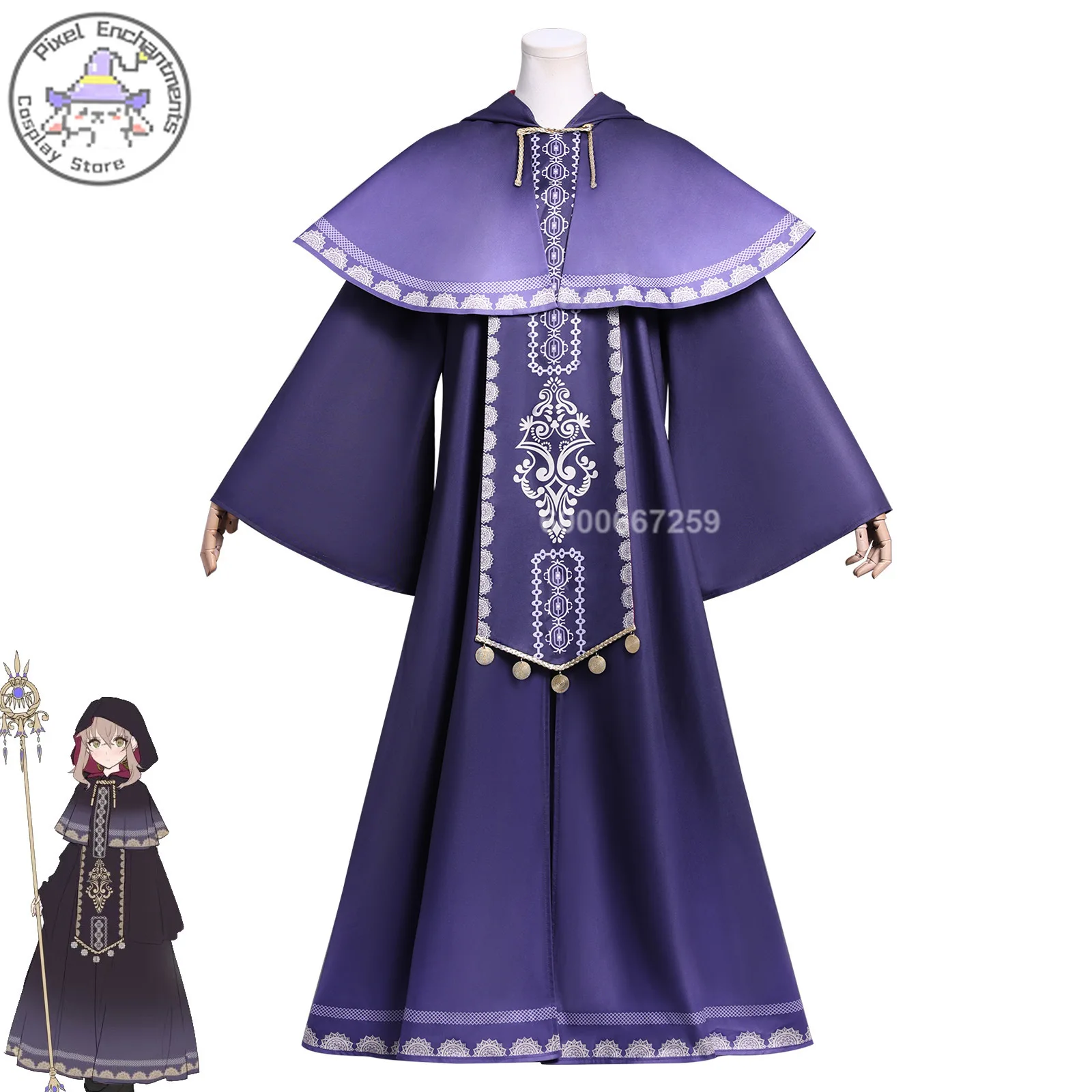 

Silent Witch Cosplay Costume Anime Monica Role Playing Clothes Purple Cloak Outfit for Women Comic Con Halloween Party Suits