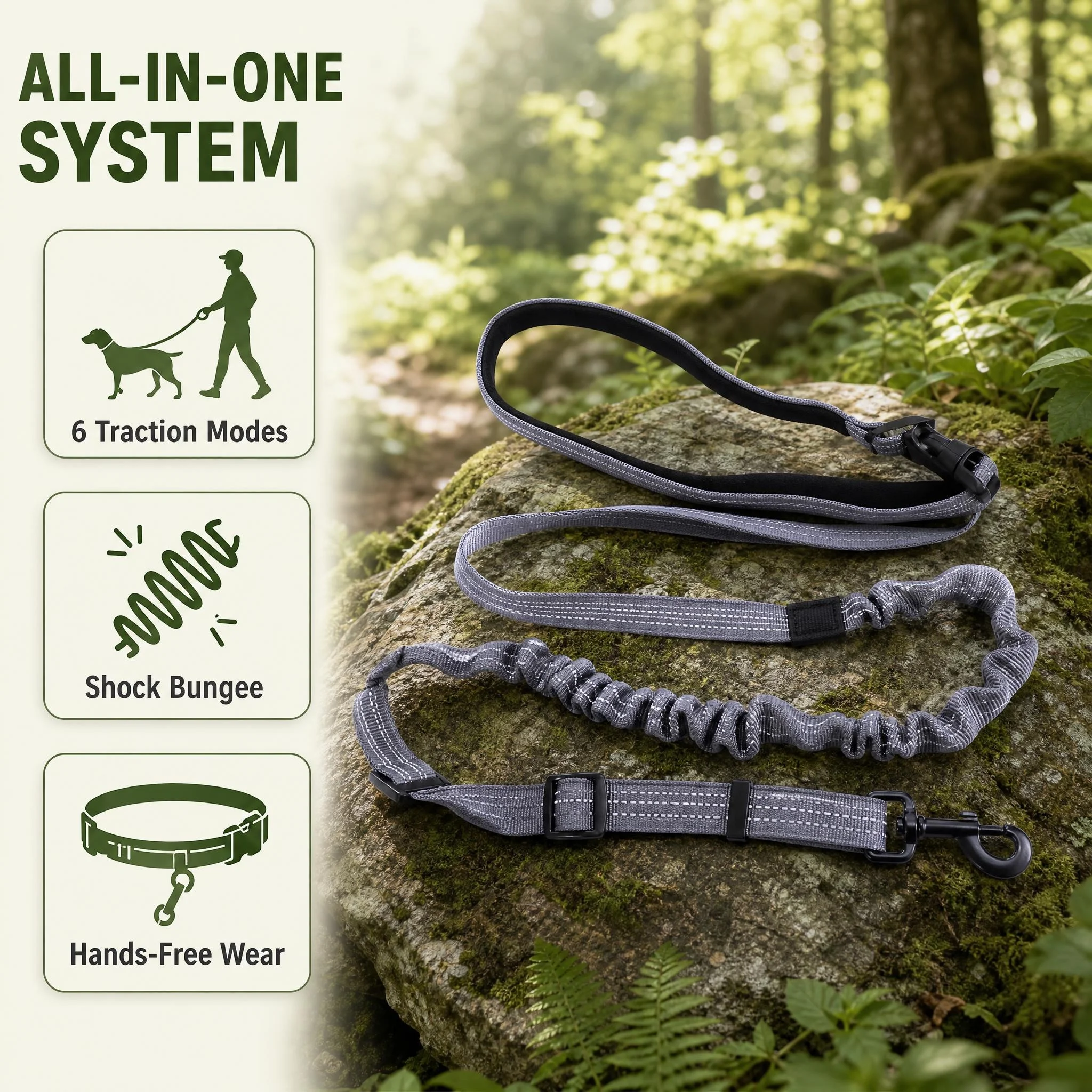 Correa para Perro 6 en 1 con A - Bungee Dog Leash Shock Absorbing reseña y precio