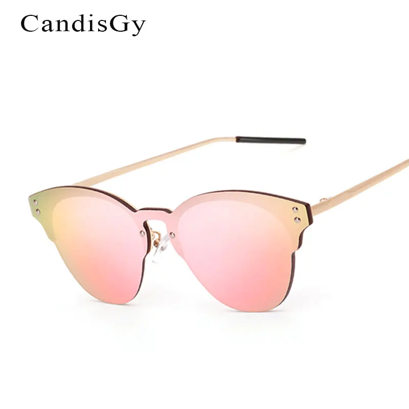 

2023 New Fashion Cat Eye Flat lens Sunglasses Mirror Women Men Brand Designer Lady Female Sun glasses UV400 Small Size