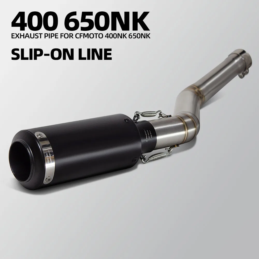

Motorcycle Exhaust Kit Street Bike Middle Tail Link Pipe Escape Project Muffler Slip on Line For CFMOTO NK400 NK650 400NK 650NK