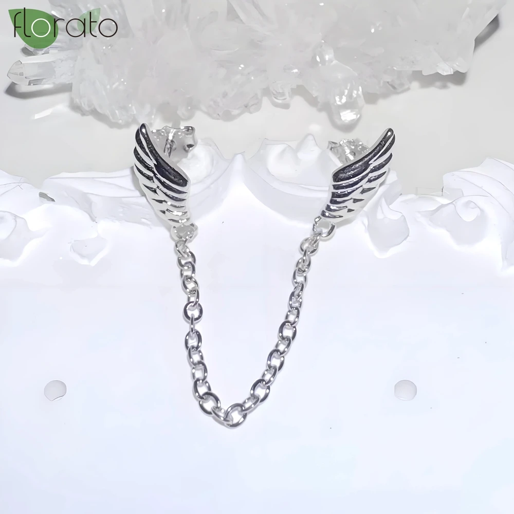 2024 New Double Ear Studs Tassel Chains Hanging Earrings for Women Gold Color Angel Wings Earrings Fashion Piercing Jewelry Gift - view 5