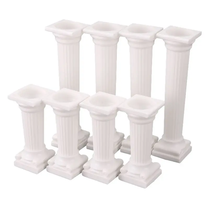 AEE4-8Pcs/Set White Small+Large Plastic Cake Pillars,Wedding Cake Pillars Stand,Fondant Cake Support Mold Valentine's Day Weddin