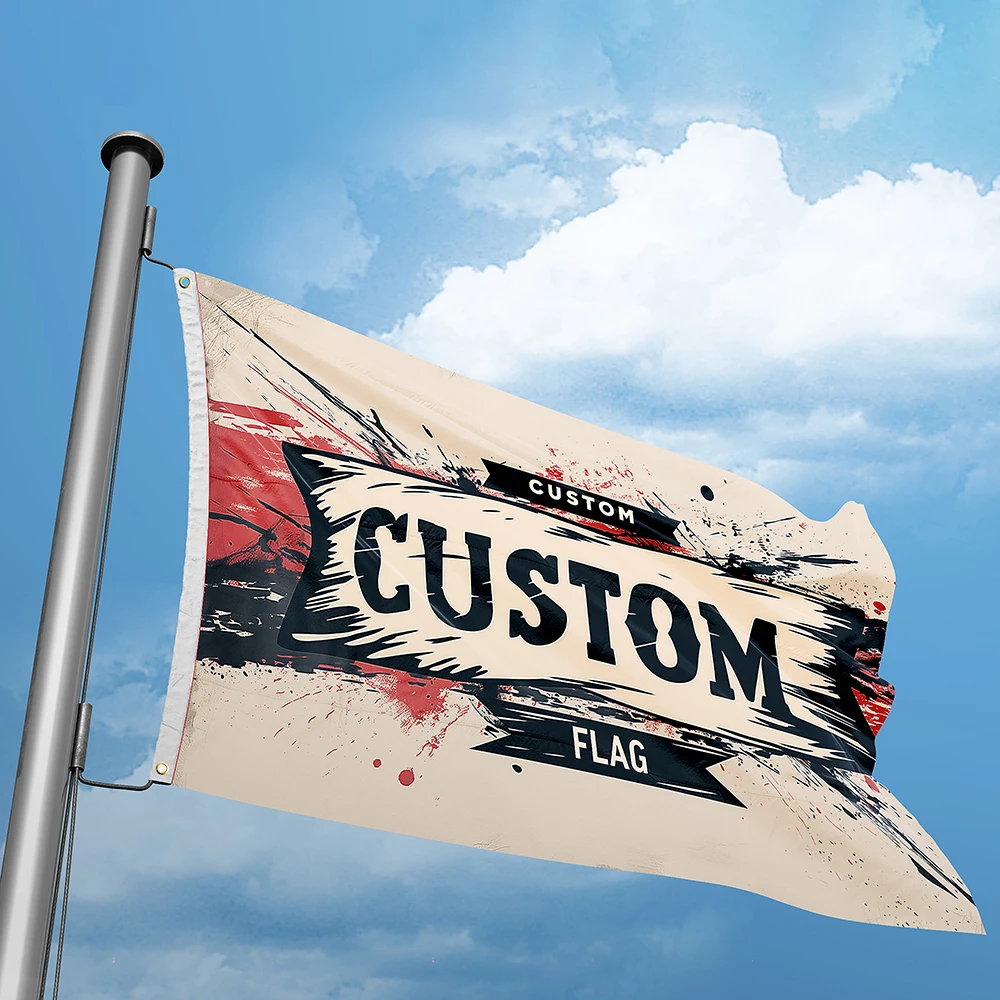 Custom Double Sided Flag 3 Layers Include One layer Fabric  Flying Banner Digital Printing 100D Polyester Double Stiched Edge