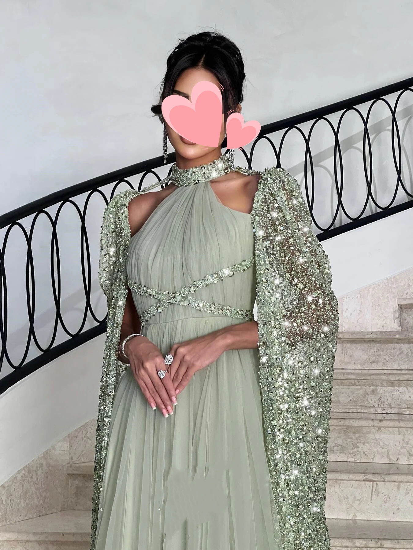 Oisslec Vestidos de fiesta Elegante Vintage Dulce Cuentas verdes Encaje Elegante Personalizado Ocasión formal Vestido de fiesta Vestidos de fiesta de noche