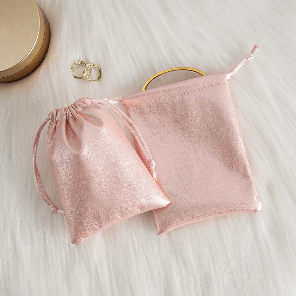 

10pcs/lot Upscale PU Leather Gift Drawstring Bags Jewelry Candy Organizer Bag for Birthday Wedding Bridal Shower Gift Wrap Pouch