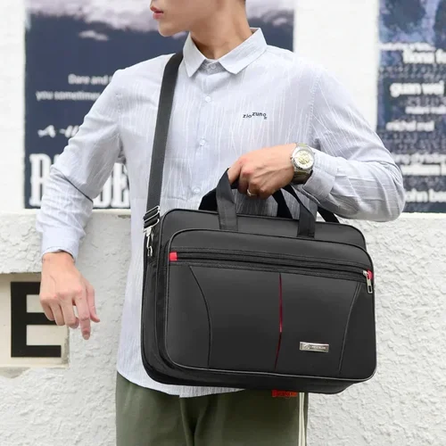 Imagen 2 del producto Bolsos para ordenador portátil de tela Oxford, maletín de gran capacidad para hombre, bolso de hombro para viaje de negocios