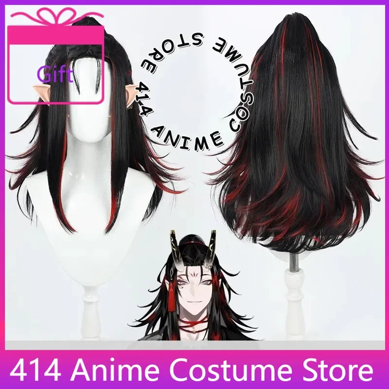 

Vox Akuma Cosplay Wig Ears Anime Nijisanji VTuber New Outfit Character Party Wigs Role Play Costume Prop Synthetic Hair Headwear