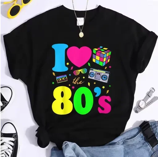 Nouvelle mode j'aime les années 80 T-Shirt femmes Vintage années 1980 T-Shirt drôle classique T-Shirts hauts femmes T-Shirts Streetwear T-Shirts