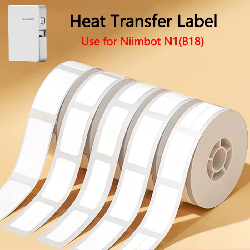 Niimbot B18(N1) White Heat Transfer Label Paper Thermal Transfer Self-Adhesive Printing Paper Cable Label Stickers for N1