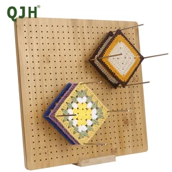 1Set Bamboo Knitting Loom Board with Squares Holes, Weaving Craft Tool for Crochet Projects - Includes Small, Medium, Large Size