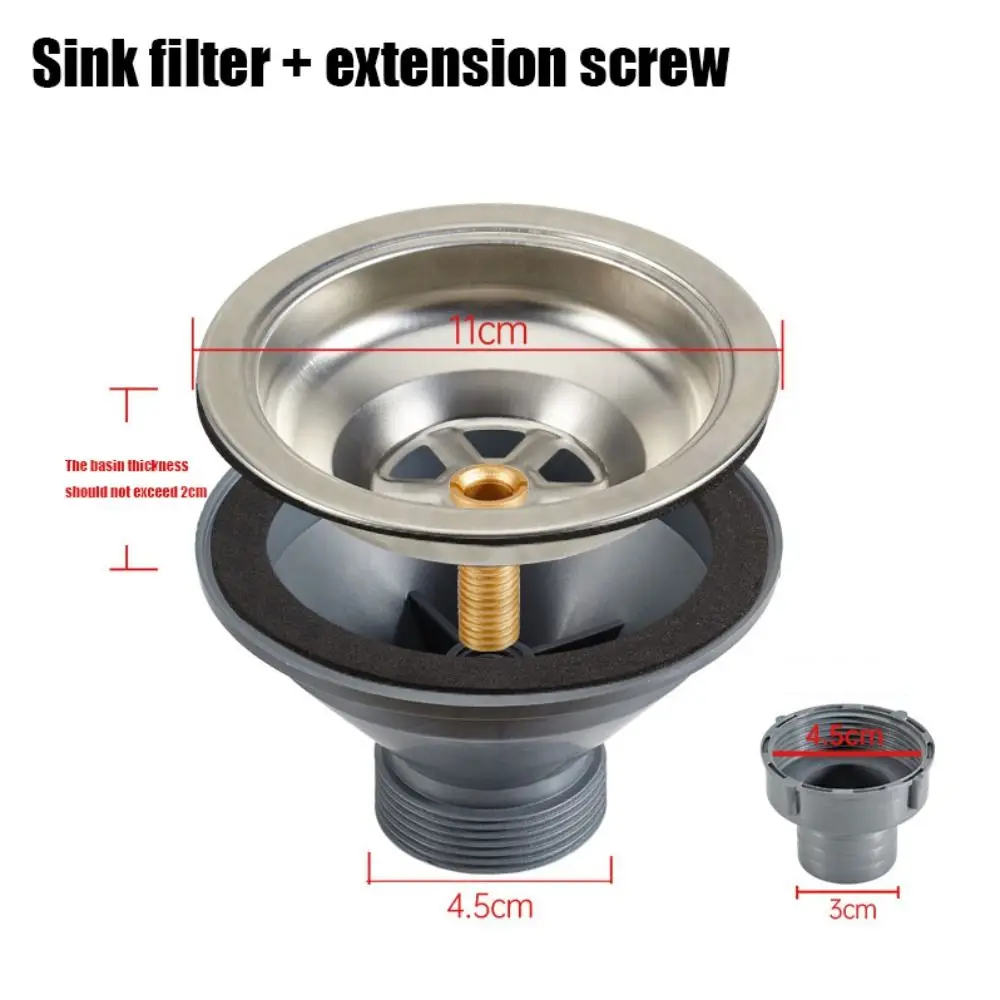 Corrosion Resistance Basin Drain Simple Structure Durable Sink Filter Accessories Easy To Install Stainless Steel