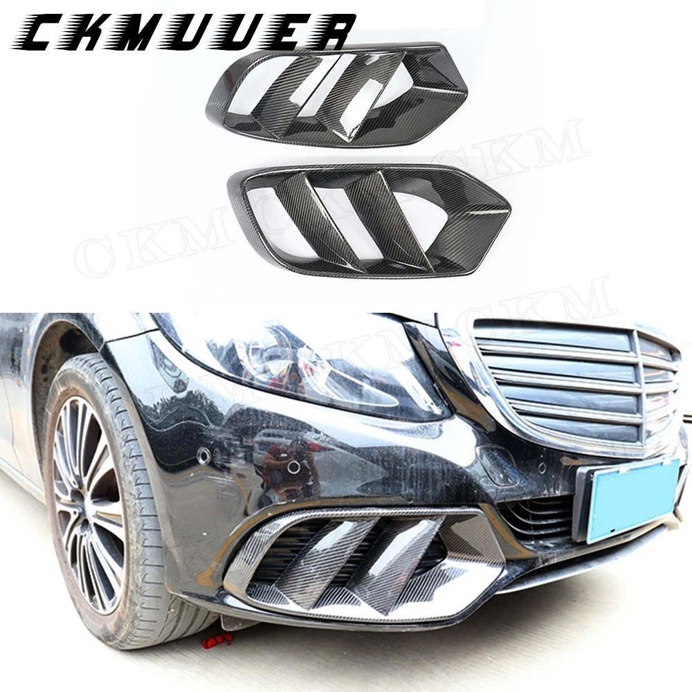 

Передний бампер из углеродного волокна, вентиляционное отверстие, накладка, сетчатая решетка для Mercedes Benz W205 C Class C180 C200 2015-2019 и праймер FRP