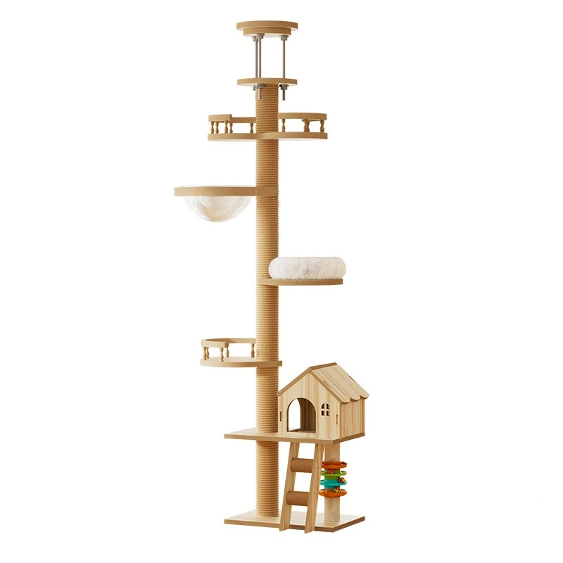 

Tongtian pillar cat climbing frame cat toy cat scratching board solid wood does not occupy an area, bold and stable, indomitable