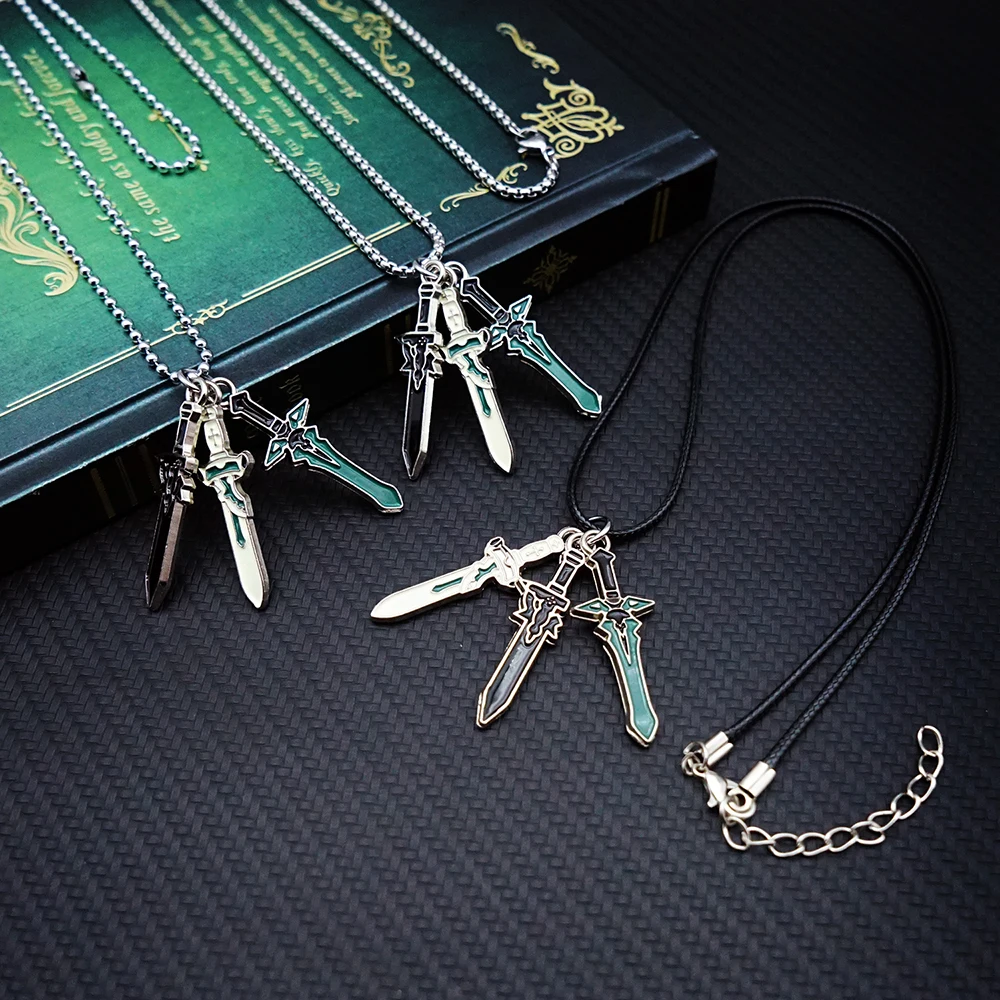 SAO  Necklace Elucidator DARK REPULSER Sword Set Necklaces Anime Jewelry Pendant Chains Choker Collares Charm