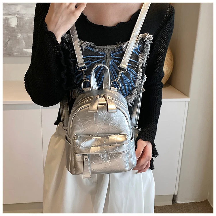 Damskie Mini plecaki ze skóry PU 2024 Y2K koreańska moda solidny kolorowy plecak damska prosta torba Crossbody