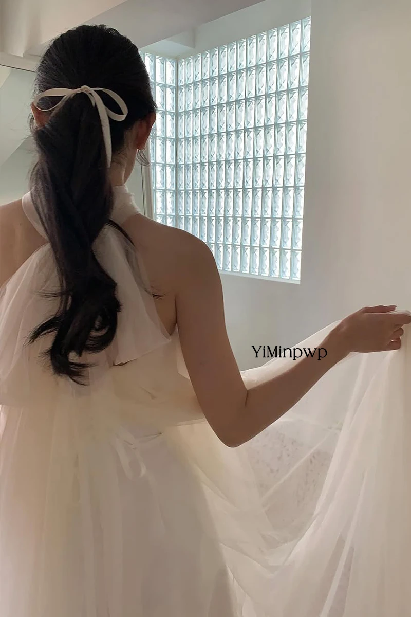 Элегантные свадебные платья Легкое свадебное платье с лямкой на шее без бретелек Романтический стиль Свадебное платье для душа 웨딩드레스 по индивидуальному заказу