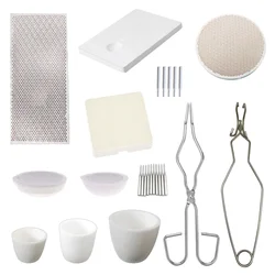 1set Alumina Crucible Refractory Brick Honeycomb Ceramic Plate Crucible Pliers Welded Melting Casting Kit For Jewelry Making