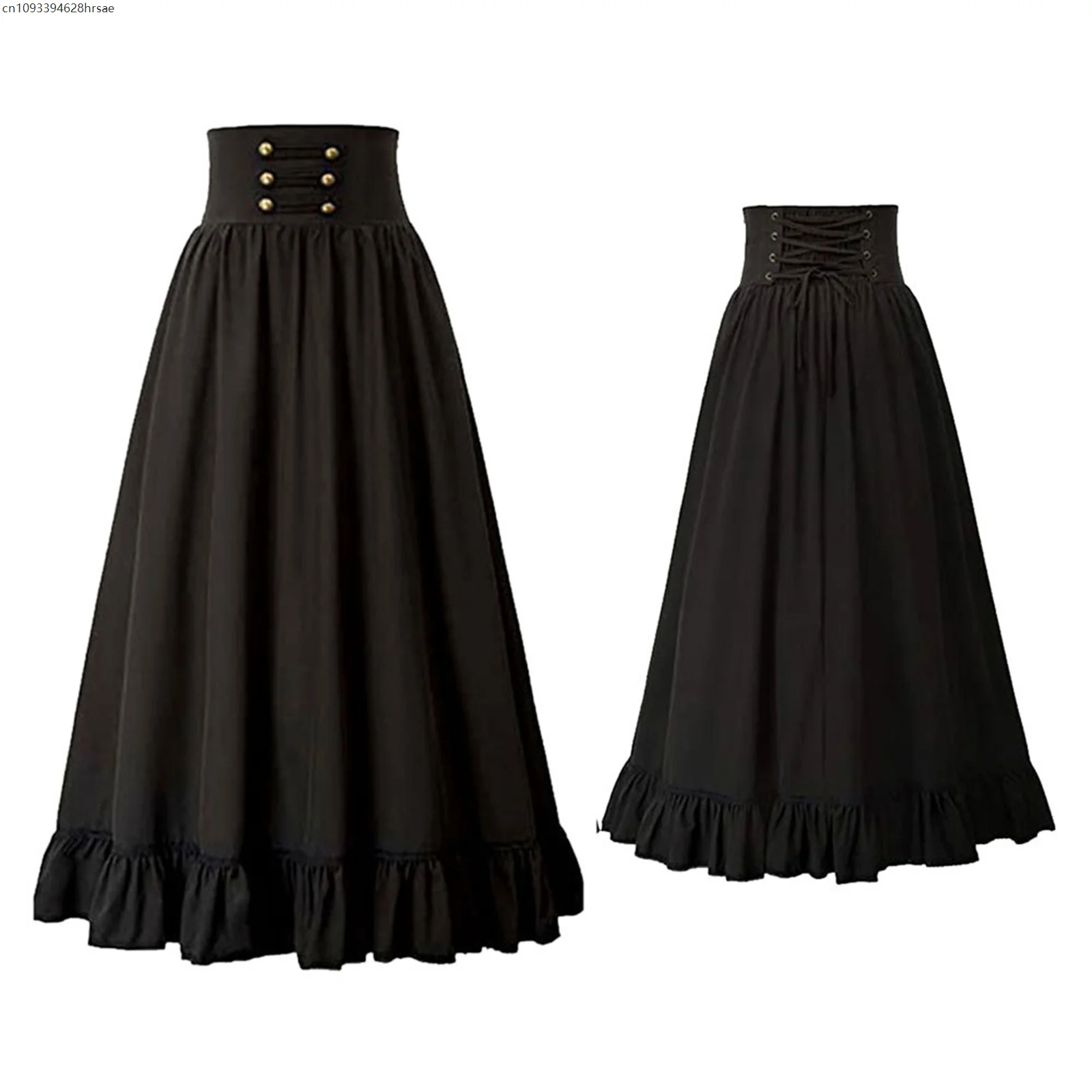 Medieval Retro Fishtail A-Line Skirt Renaissance Girl Stage Dress Halloween Costumes For Women High Waist Swing Gown