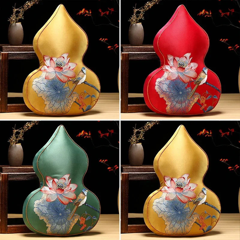 

40x55x8cm Chinese Style Cushion Pillow Gourd Shape Flower Pattern Pillow Retro Cushion Art House Office Sofa Chair Decorate