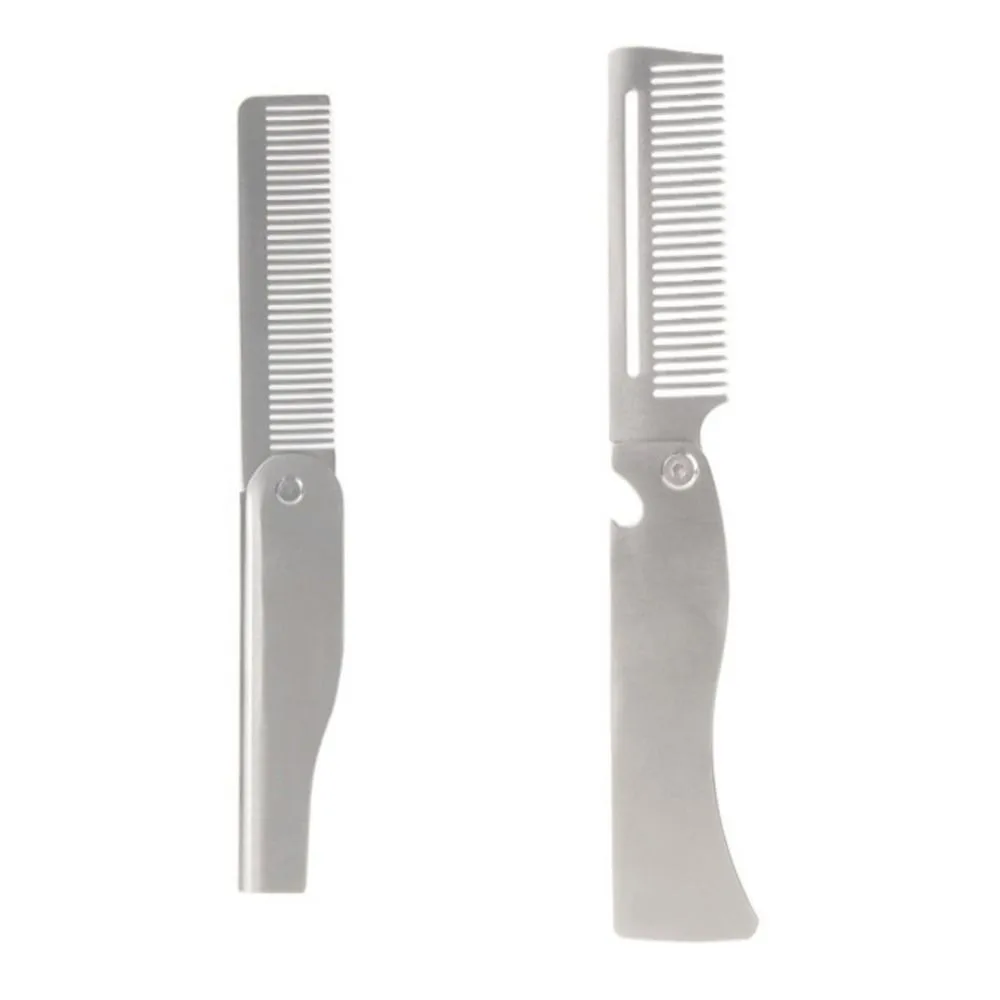

Hairdressing Portable Steel Combs Oil Head Comb Pocket Comb Folding Pocket Beard Combs Beard Comb Barber Tools Hair Styling Comb