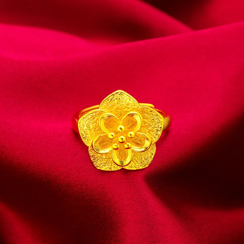 

Женское регулируемое кольцо с цветком, золото 24 карата, AU999 | Полированная роза с ромбовидными лепестками, гибкая посадка для повседневной элегантности.