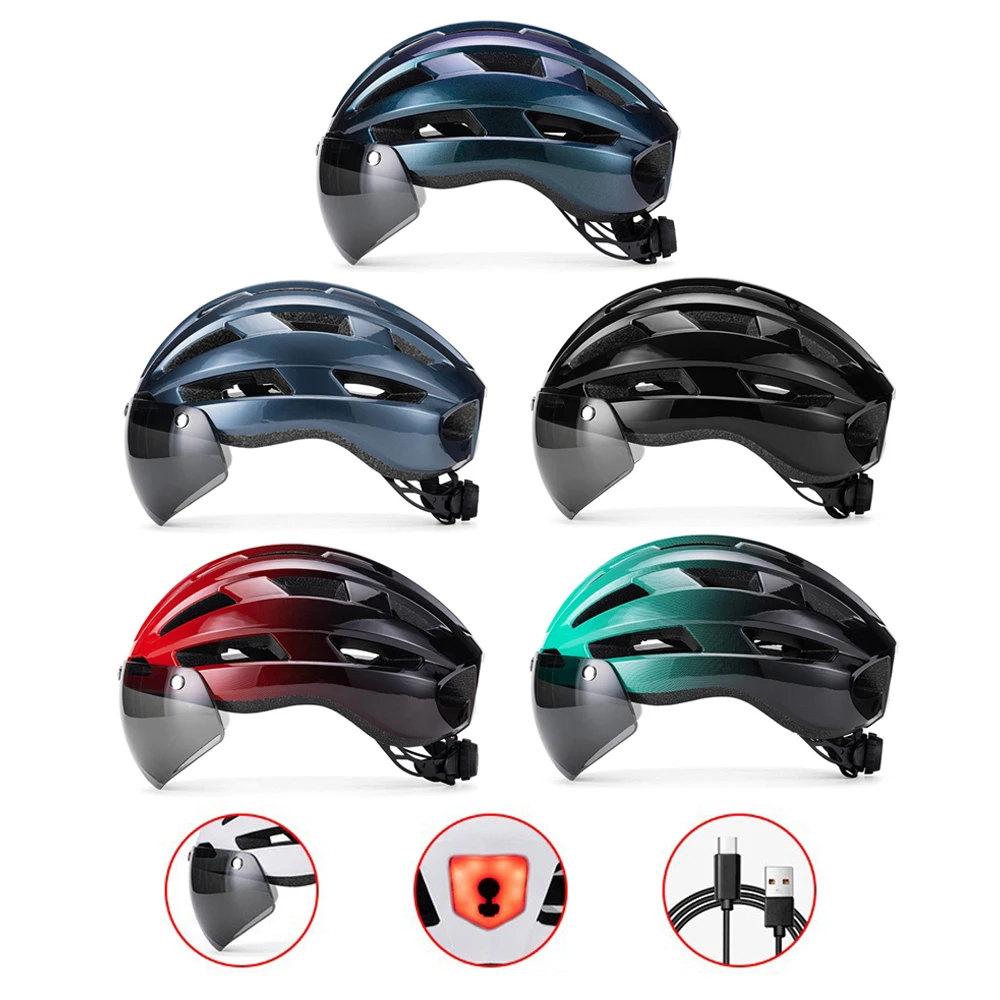 

1pc 57-62cm Unisex Bike Helmet with Magnetic Lens MTB Road Cycling Safety Helmet Outdoor Riding Protective Headgear
