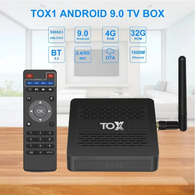 Caixa esperta da tevê de tox1 amlogic s905x3 caixa de tevê android 9 4gb ram 32gb wifi 1000m bt4.2 4k conjunto caixa superior suporte dolby atmos áudio