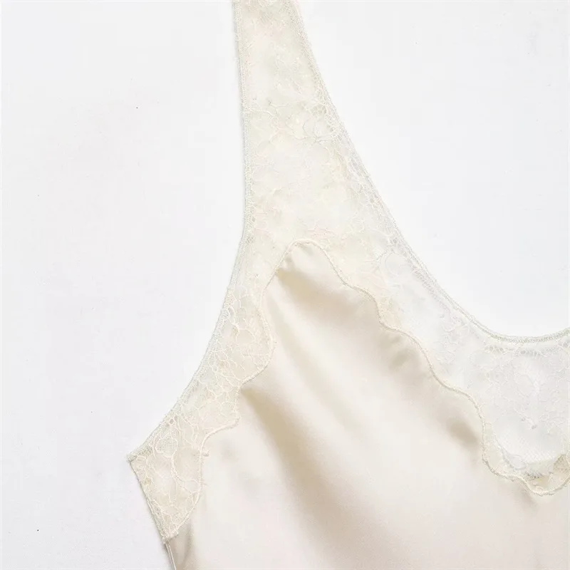 HH Damen Mode Spitze Patchwork Einfarbig Schicke Oberteile V-Ausschnitt Sexy Rückenfreie Ärmellose Schlanke Trägerbluse 2026 Sommer Strand Urlaubskleidung – Detail 4