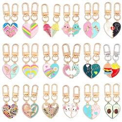 2Pcs/Lot Enamel Butterfly Flowers Rainbow BFF Love Keychain For Couple's Best Friend Backpack Pendant Children Friendship Gift