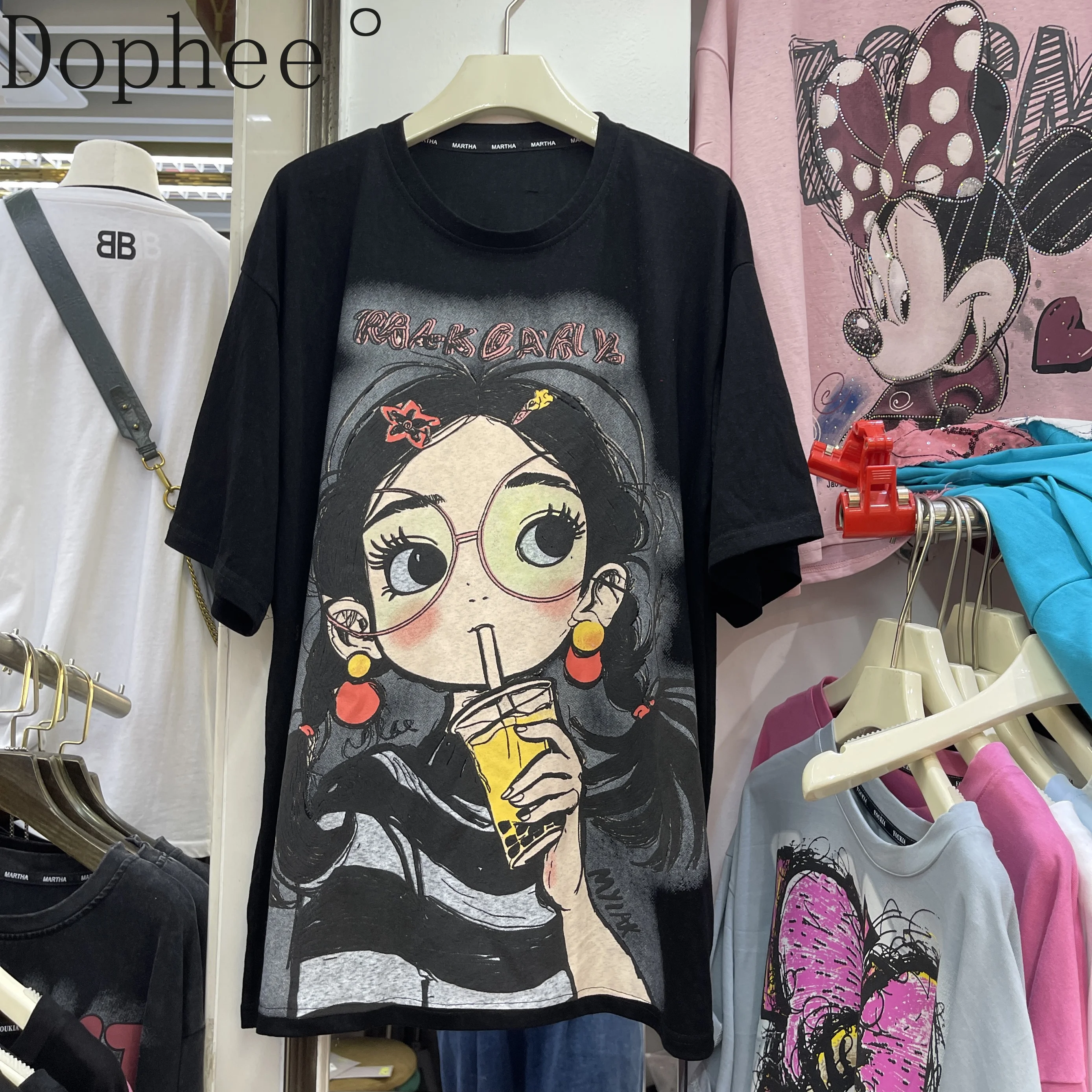 

2025 New Spring Summer Loose Women Tshirts All-match O-neck Casual Pullover Top Round Neck Sweet Students Short Sleeve T Shirts