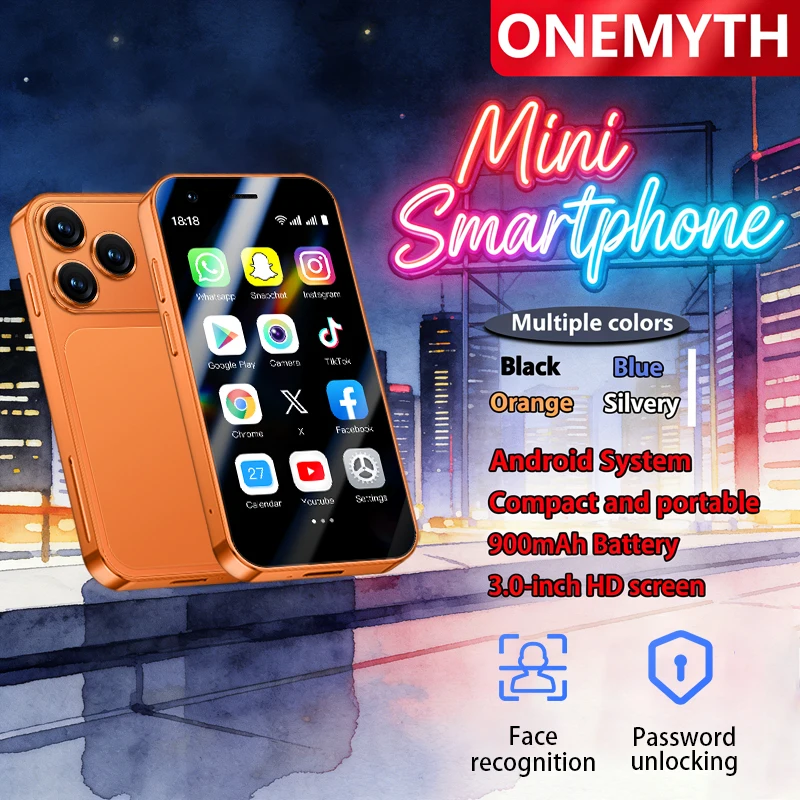 ONEMYTH Mini smartphone, 3.0-inch screen, supports 3G network, dual SIM cards, Android system, supports Play Store