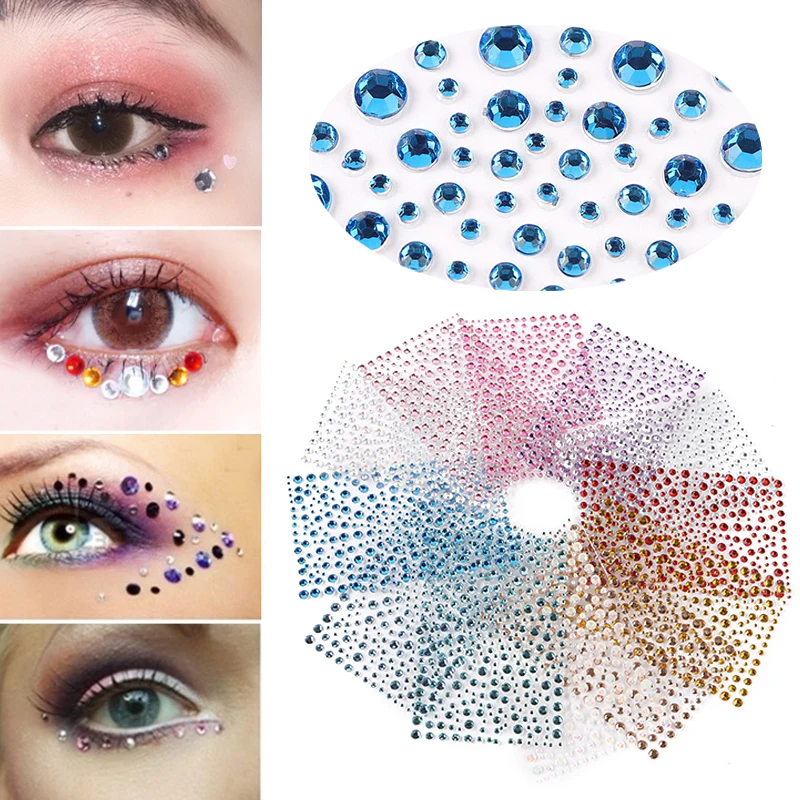 1Sheet Face Jewels Diamond Makeup Art Eyeliner Glitter Face Jewelry Sticker Temporary Tattoo Party Bady Makeup Tools Rhinestones