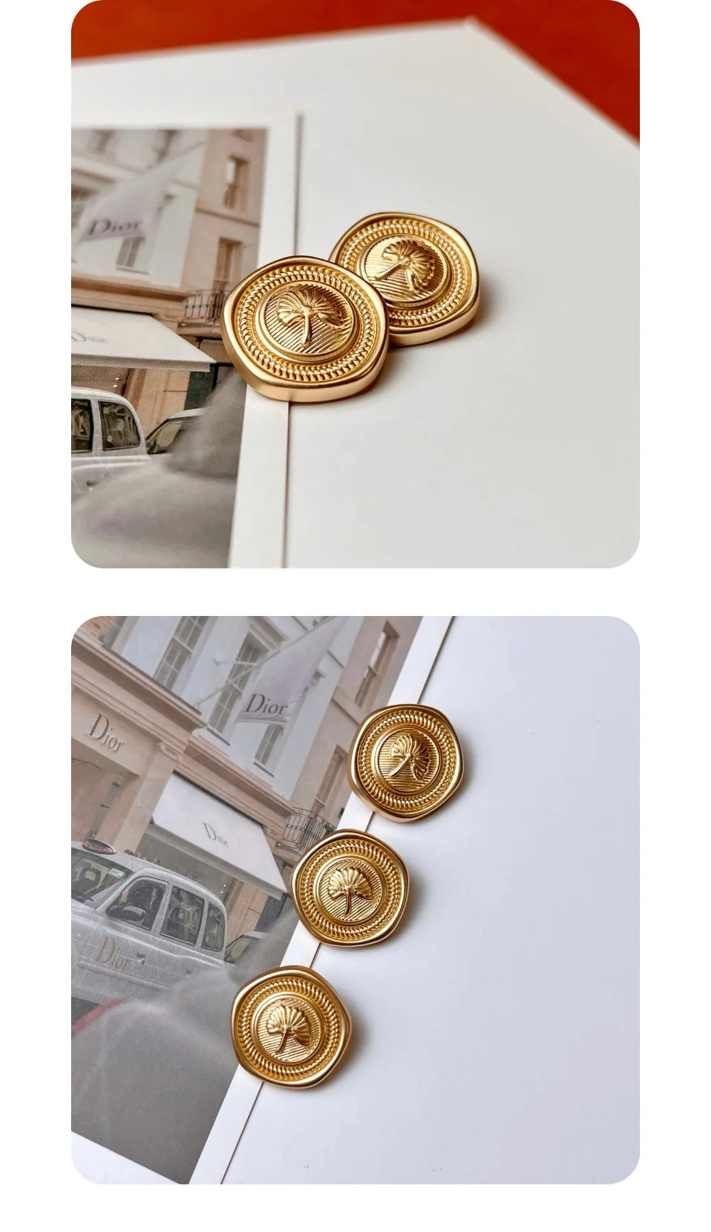 10 Stück Metallknöpfe zum Nähen von Mänteln, DIY-Handwerk, Kleidungszubehör, Schnitzerei, Aprikosenblätter, fünfeckige Knöpfe, Nähzubehör, dekorativ – Detail 4