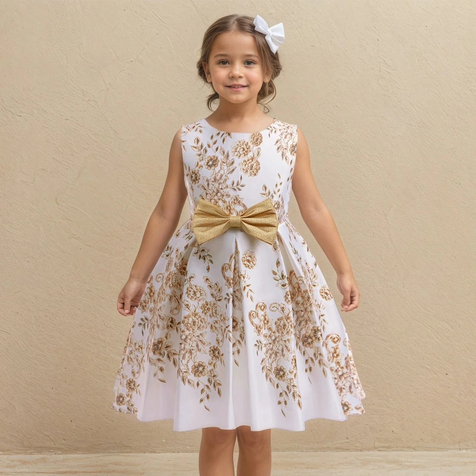 

Summer Flower Girl Dress Princess Wedding Birthday Party Frocks Satin Children Vestidos Dresses For Girl Christmas Clothing