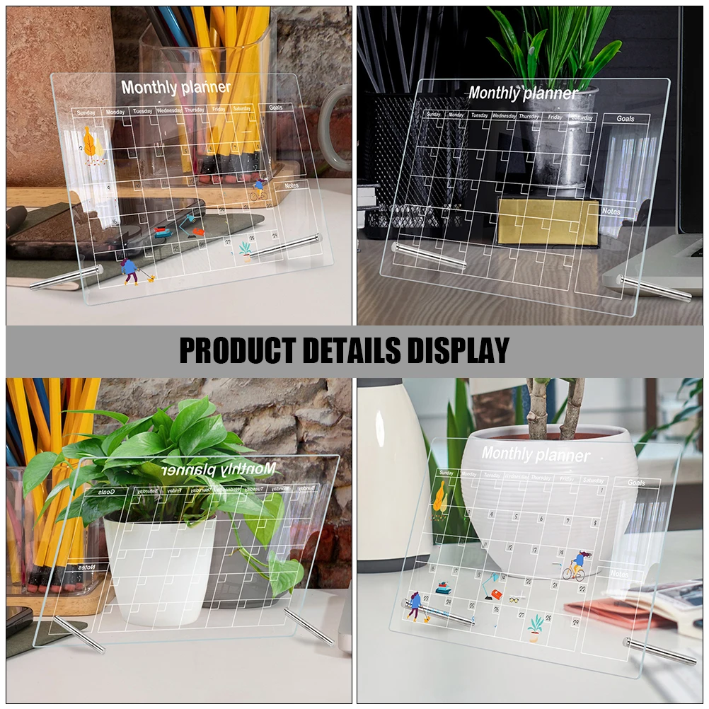 

Transparent Acrylic Memo Board Clear Dry Erase Writing Note Board for Desk Reusable 7cm Ad Nails 6 Pens TYU309