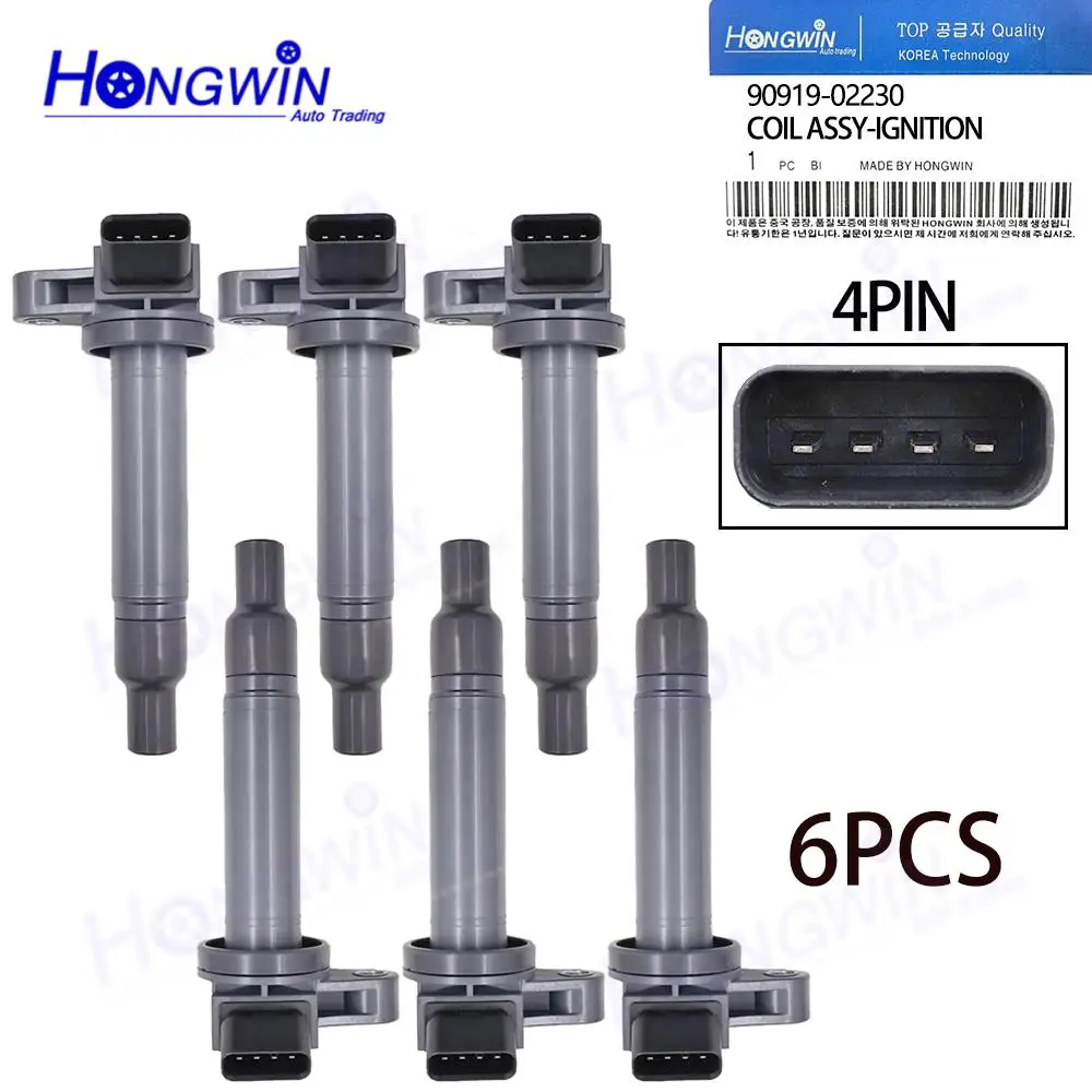 

6PCS 90919-02230 9008019027 9091902249 UF230 Ignition Coils For Lexus GS430 GX470 LX470 SC430 V8 Toyota 4Runner Land Cruiser