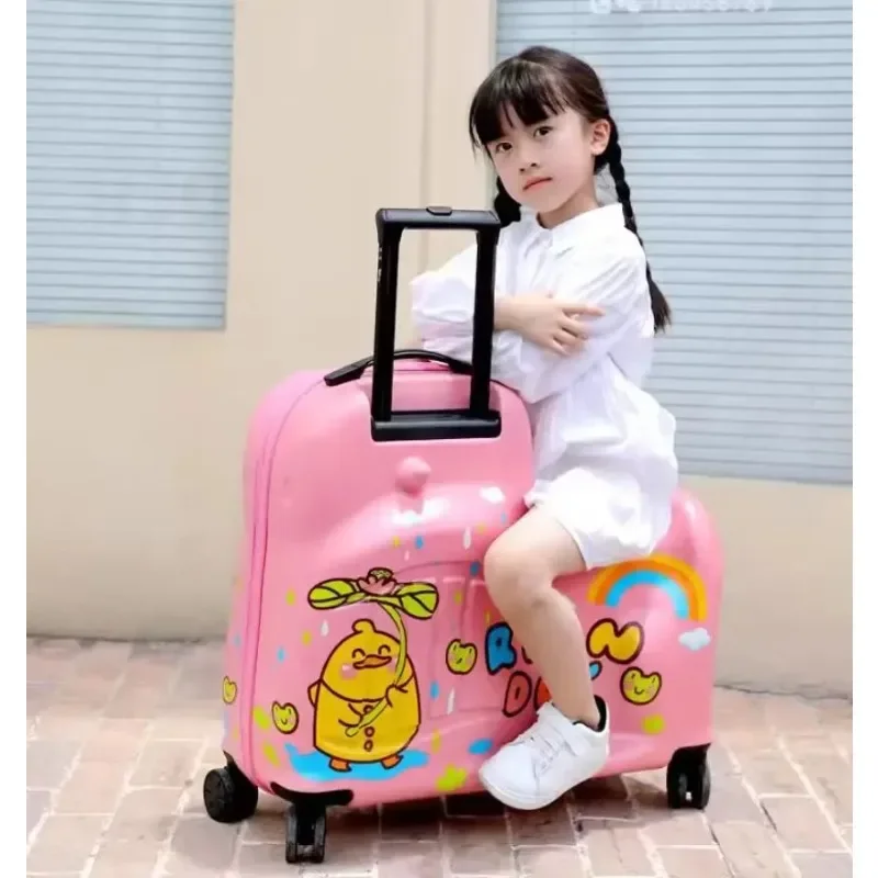 New Cartoon Suitcase Girl Sit To Ride on Trolley Luggage Travel Bags 20/24 Inch Boy Suitcase on Wheels Gift Rolling Suitcases