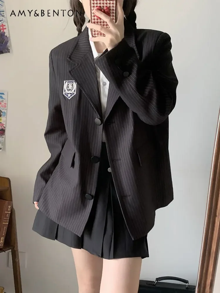 2024 New Japanese College Style JK Uniform Original Design Striped Blazer Top For Women