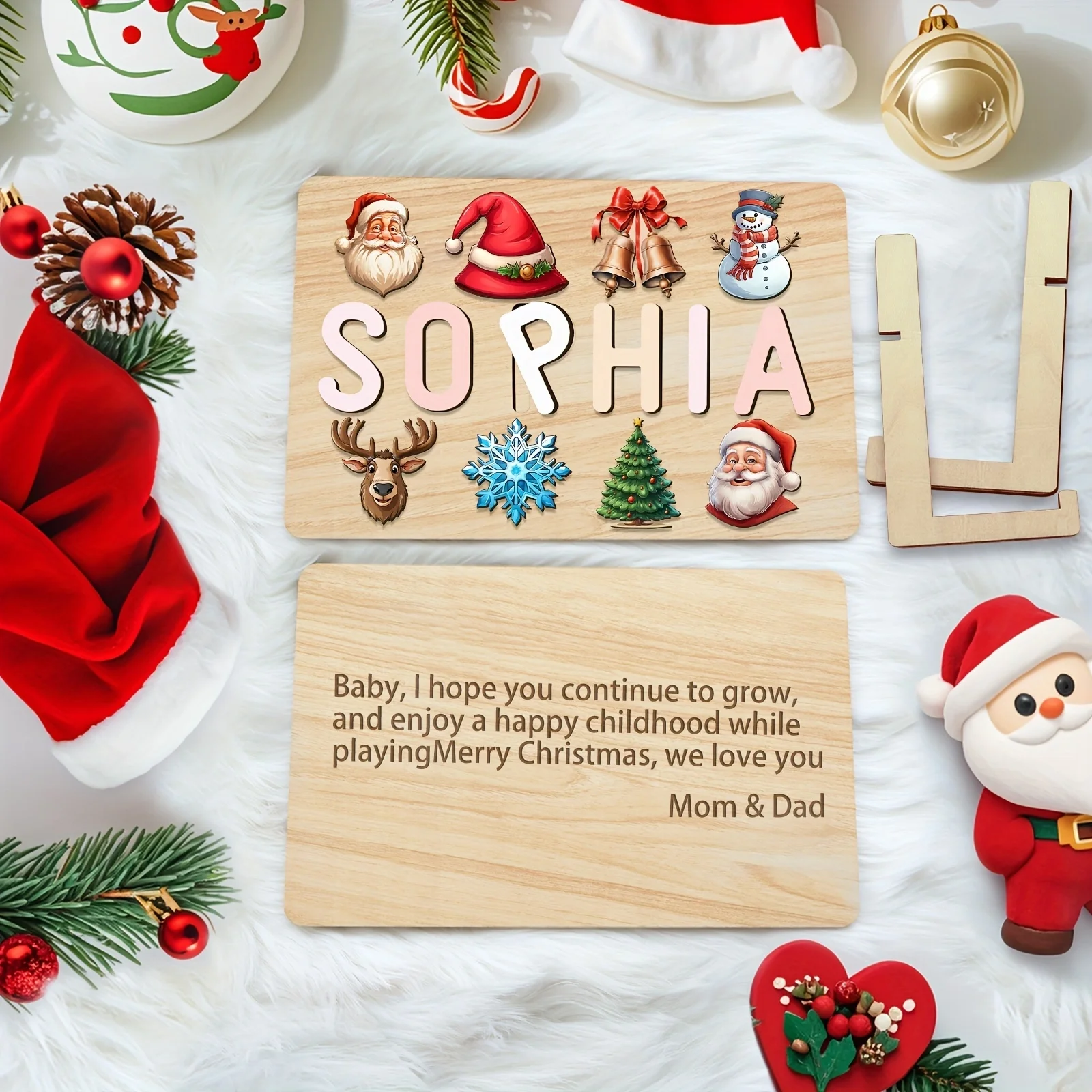 Personalized wooden name puzzles - with back engraving, perfect for family gifts for baptisms and Christmas.