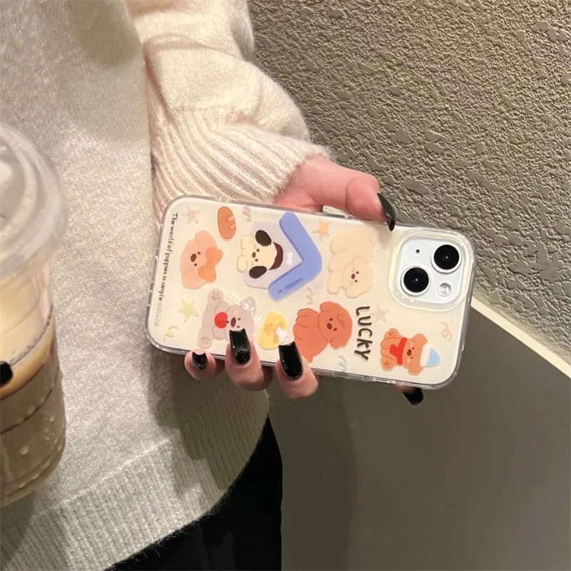 DMAWMJ милый чехол для телефона с изображением собаки и медведя для iphone 16 pro max 15 14 plus 13 11 12 силиконовая задняя крышка для iphone xr xs x бампер