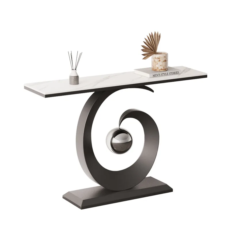 

Light luxury simple rock slab entrance table Italian minimalist modern creative home entrance facing the door corridor cabine