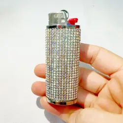 For Big Original BIC J6 Lighter Designer Case Shiny Diamond Metal Shell DIY Metal  Cover and Cases Holder  No Lighter